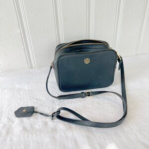 Tory Burch Double Zip Crossbody Bag – Black Leather with Gold Hardware